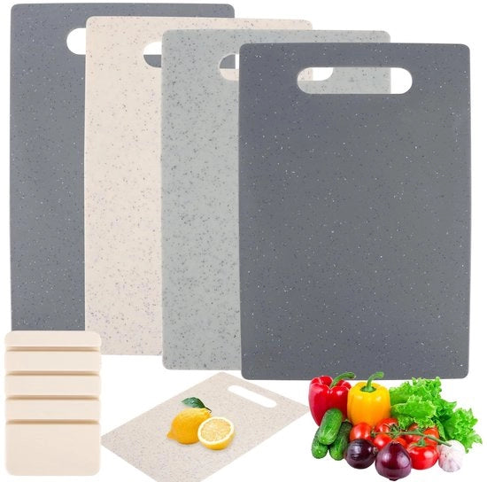 Set di taglieri in plastica da 4 pezzi - 2 facce - resistente al lavastoviglie - supporto - 28 x 18 cm - piano da cucina