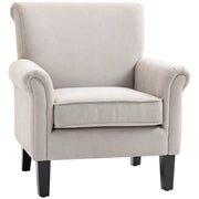 Poltrona d'Arredo in Stile Nordico con Braccioli, in Legno e Poliestere, 79x78x87 cm, Grigio e Marrone