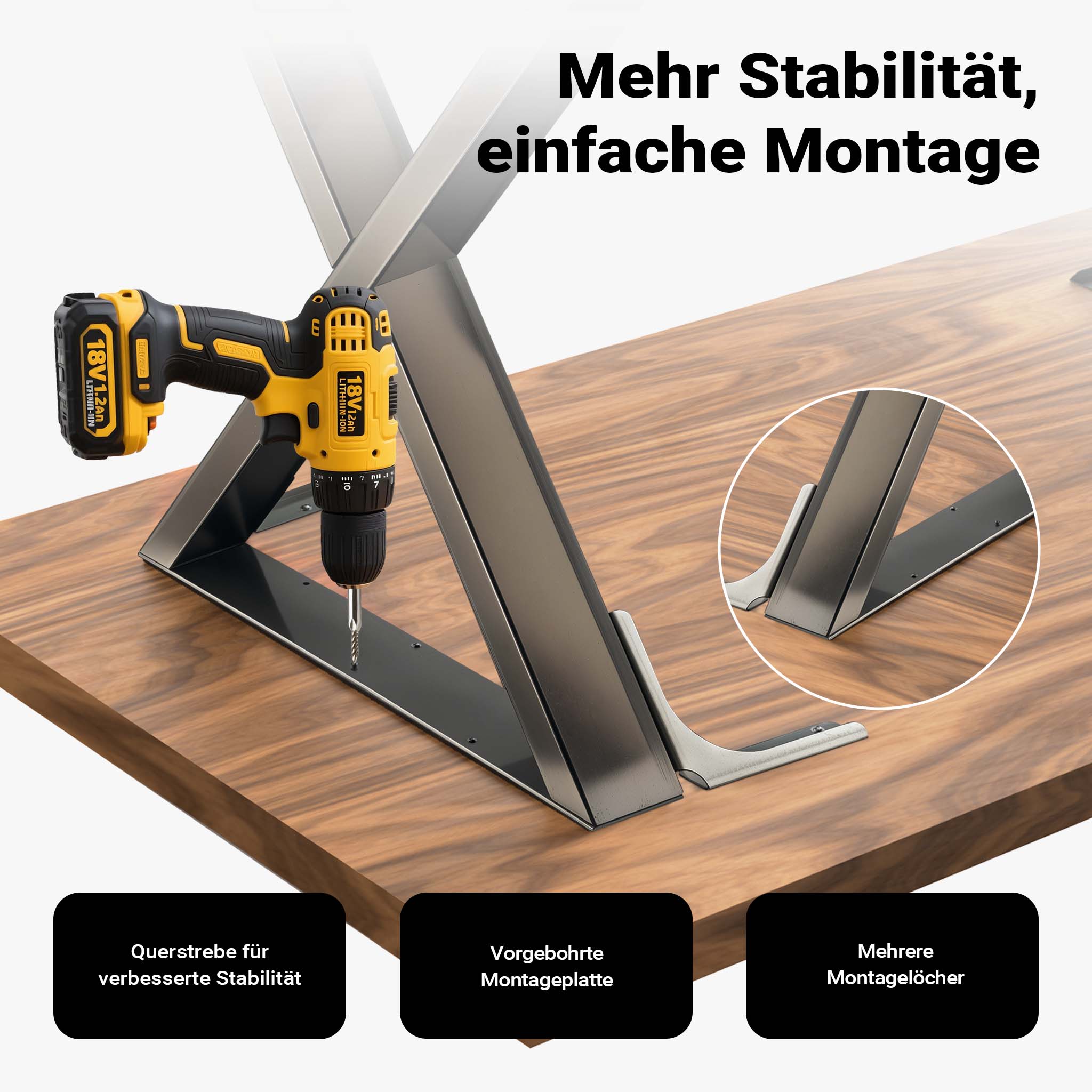 Base per tavolo 72x60 cm con gambe tavolo a forma di X acciaio verniciato