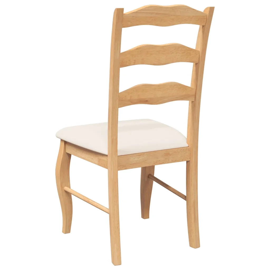 vidaXL Sedie da Pranzo con Cuscini 2 pz Naturale Legno Massello Hevea