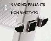 Scala a 7 gradini in Alluminio con portaoggetti per la casa e i professionisti MOD.ATTICA COLOMBO