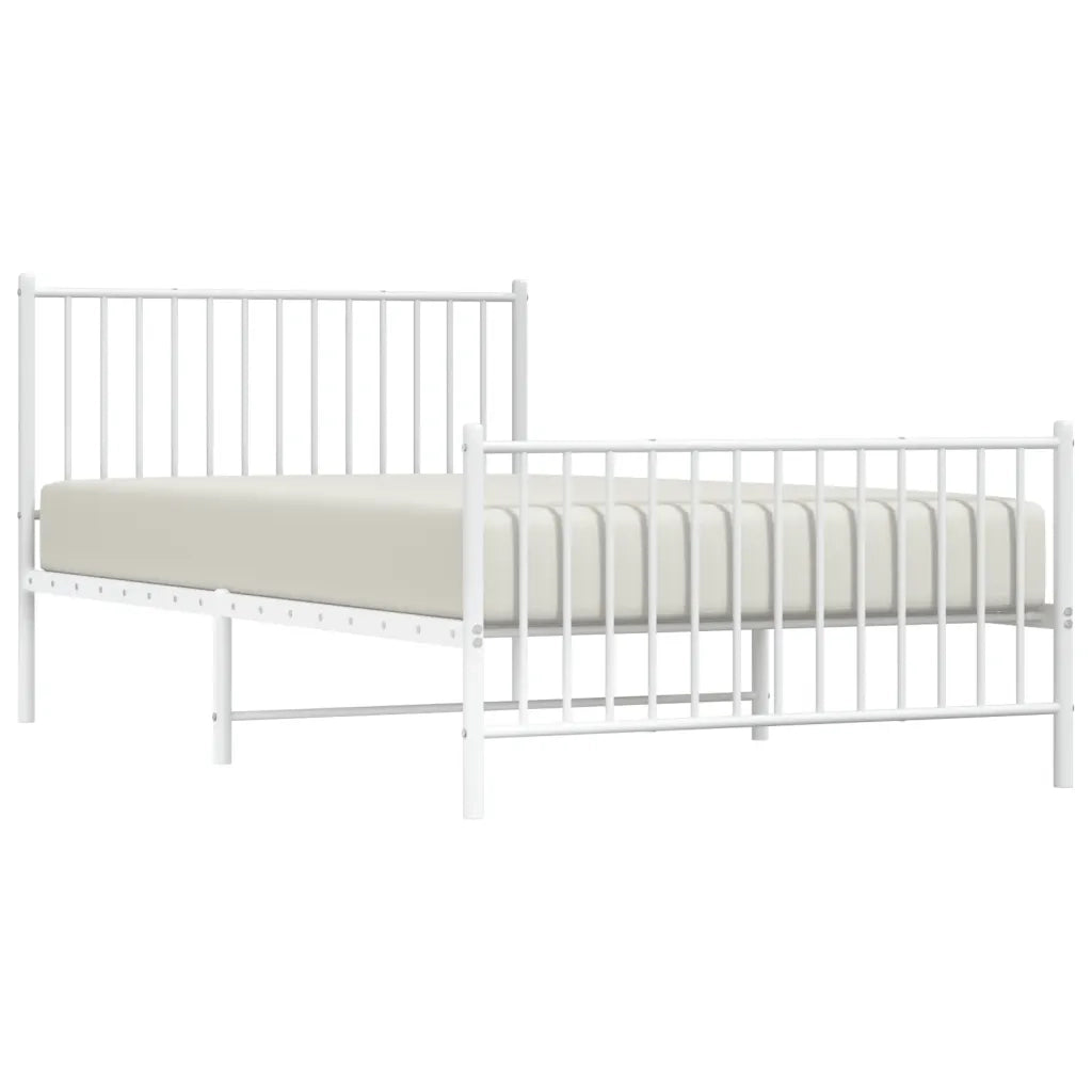 Giroletto con Testiera e Pediera Metallo Bianco 107x203 cm 350945