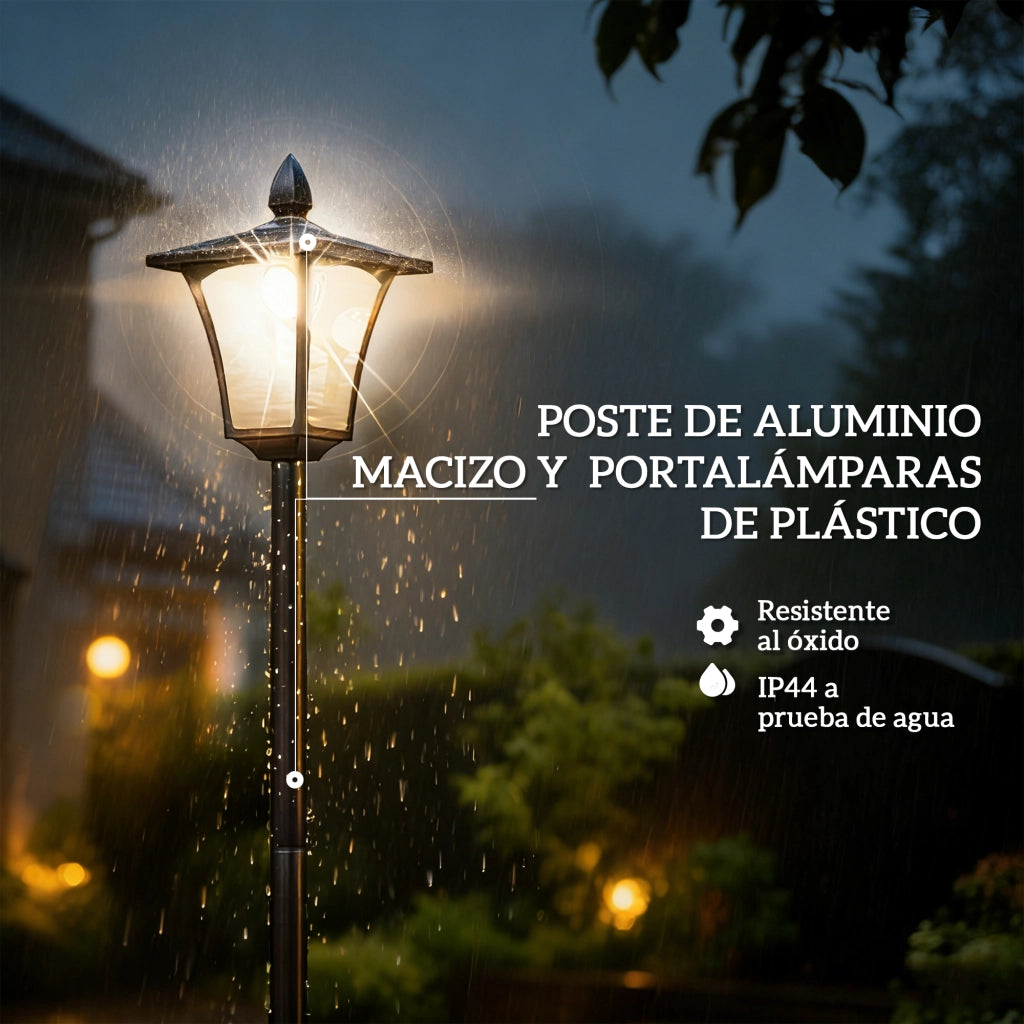 Lampada Solare da Giardino con Fioriera ¨C zephmum ¨C 33x33x160 cm Nero