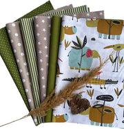 Pakchet di tessuti patchwork in cotone 12 x (25x35cm) (Safari Oliva Sabbia)