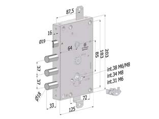 SERRATURA TRIPL. APPLIC P/PORTE BLIND. CIL.EU REV. INT.37 TOPGEAR 1651- (1651SCR0337CXX) - 1 pezzi SECUREMME