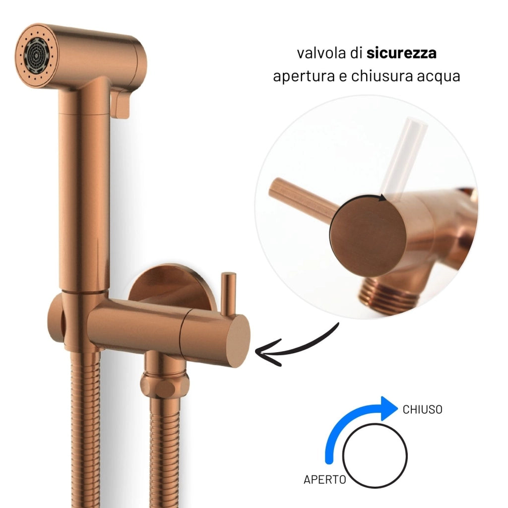 Idroscopino wc doccetta ottone portatile shutoff monogetto con leva ogomondo kit *** finitura- oro rosa tondo, confez...