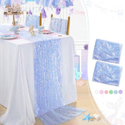 Tavolo da pranzo in blu 2 pezzi 63 x 300 cm tavolo da pranzo con luci per decorazione da tavola per bimbi pailletti Adatto per decorazioni da festa, compleanni, matrimoni, Natale, decorazioni scolastiche