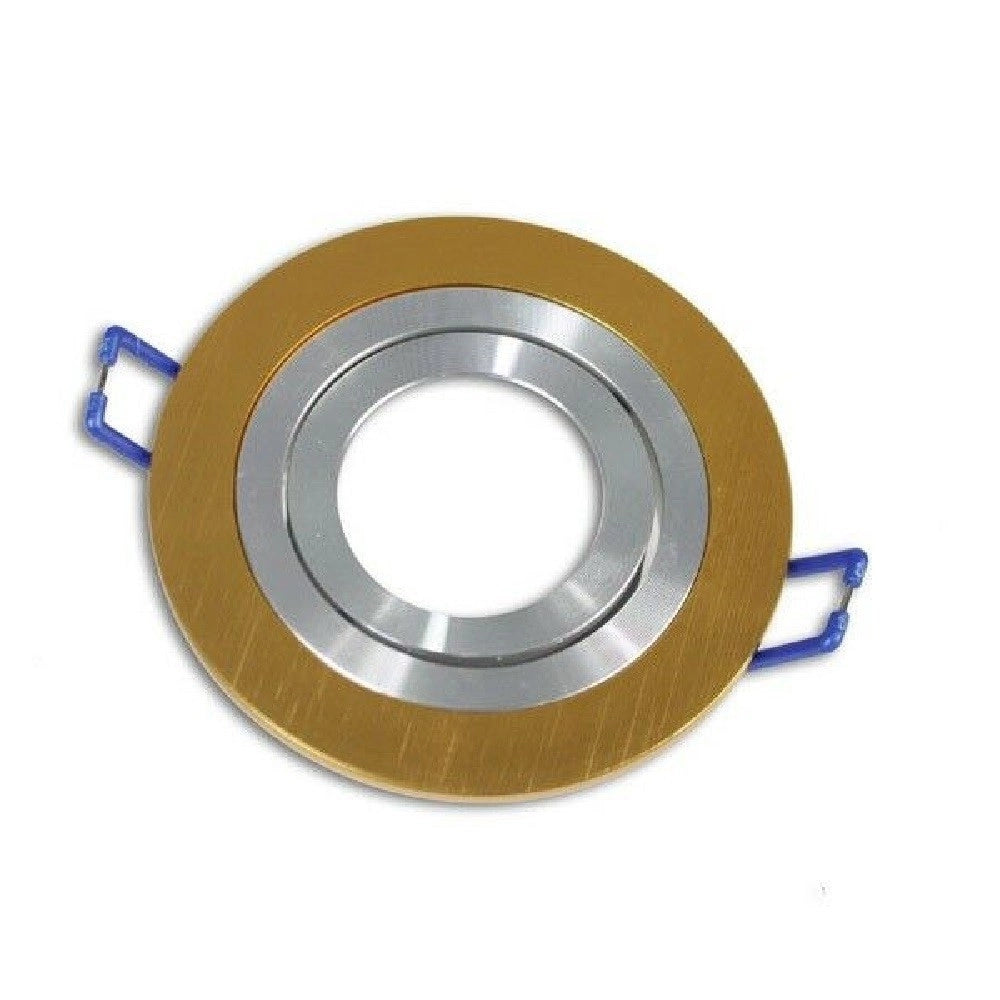 Trade Shop - Porta Faretto Da Incasso Per Faretto Rotondo Acciaio Orientabile Portalampada P2 - Oro