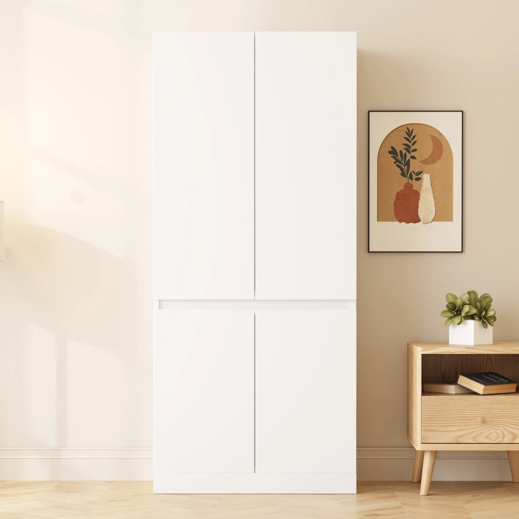 Armadio guardaroba a 2 ante 70 x 40 x 170 cm in legno e MDF bianco