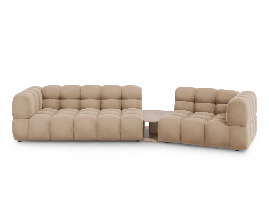 Cosmopolitan Design - Divano modulare destro "Sky" 3 posti in velluto sabbia 