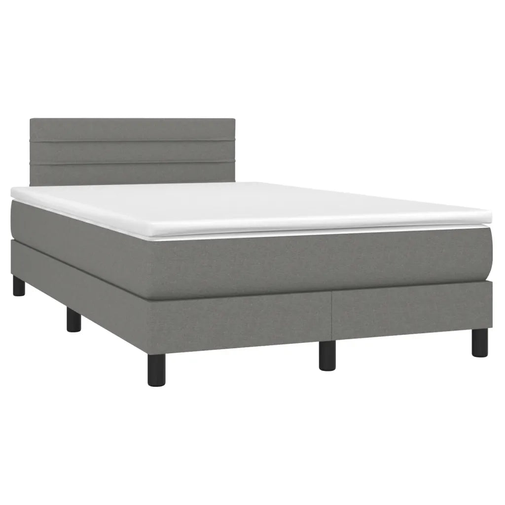 Letto a Molle Materasso e LED Grigio Scuro 120x190cm in Tessuto 3270047