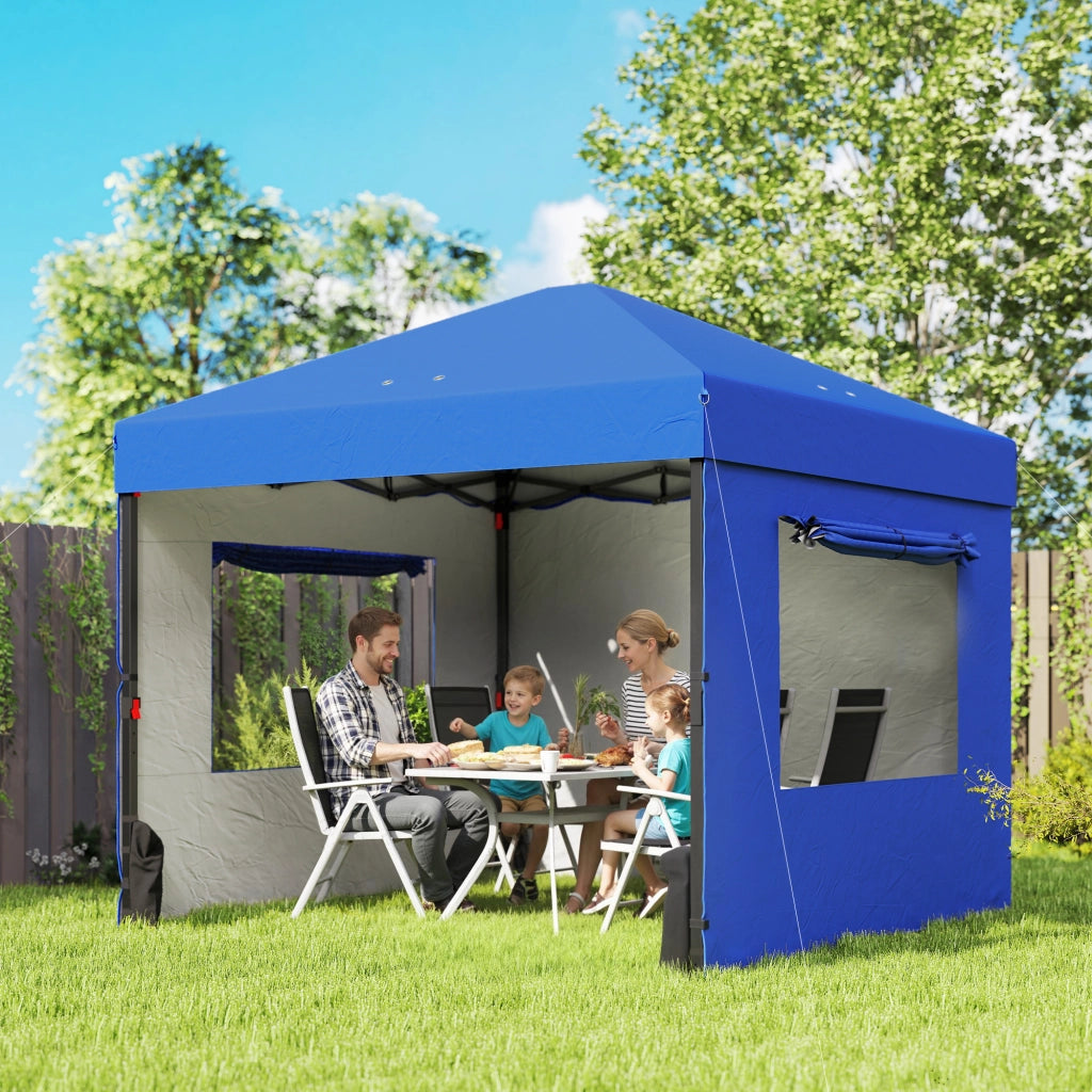 Tenda da giardino pieghevole 3x3 m ¨C zephmum ¨C 3 pareti, 2 finestre, blu