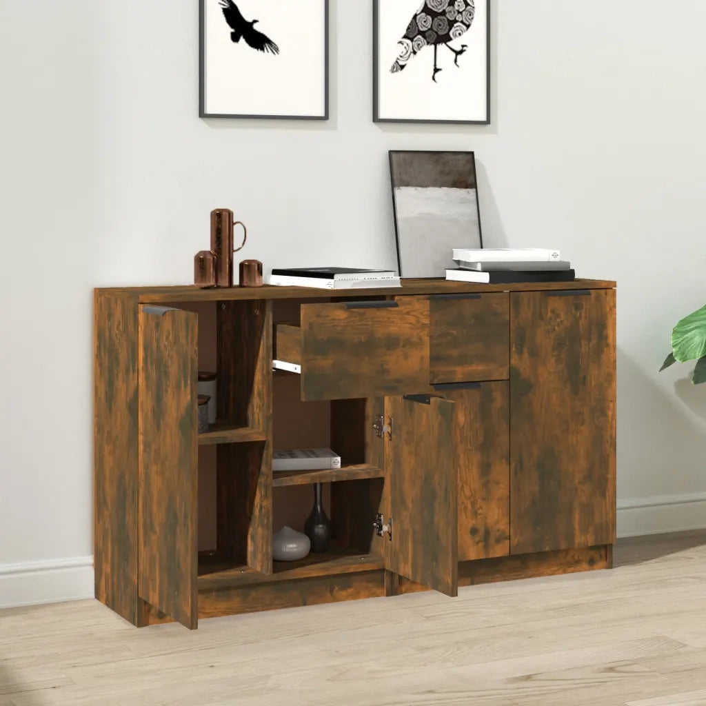 Credenze 2 pz | Madia | Buffet da pranzo | Armadio da pranzo Rovere Fumo 60x30x70 cm in Legno Multistrato