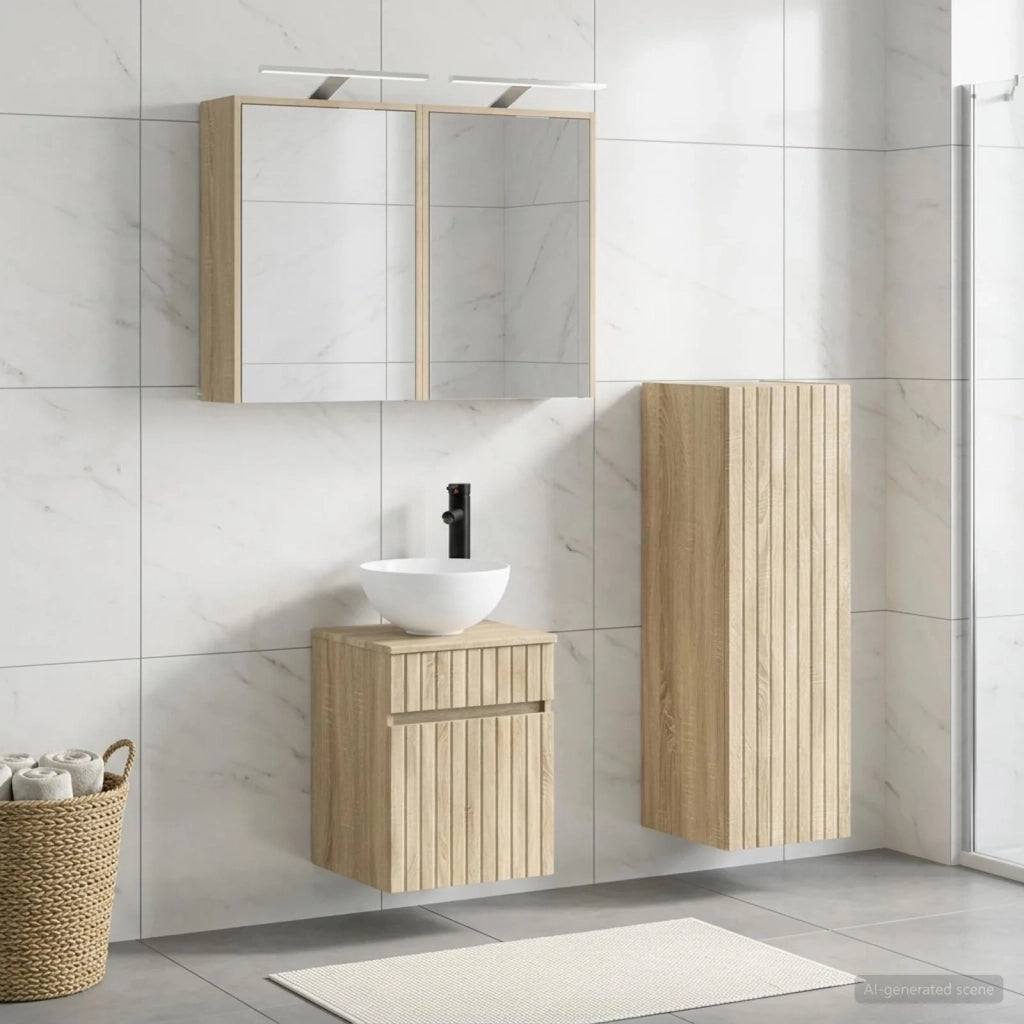 Set di mobili per il bagno 4 pz Rovere Sonoma 3407465