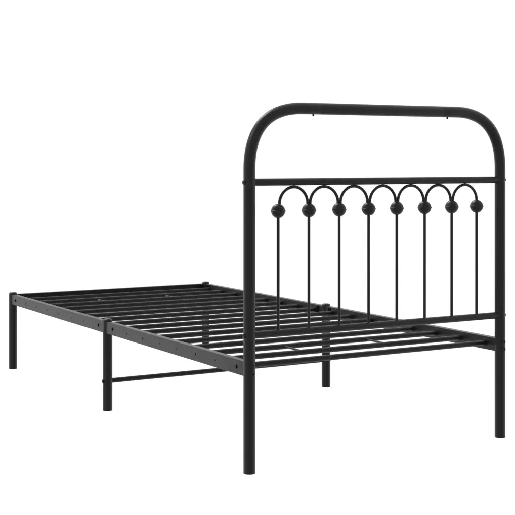 Giroletto con Testiera-Struttura Letto con testiera in Metallo Nero 90x200 cm 565412