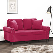 Divano a 2 Posti con Cuscini-Sofa 2 Posti con Cuscini Rosso Vino 120 cm in Velluto 807854