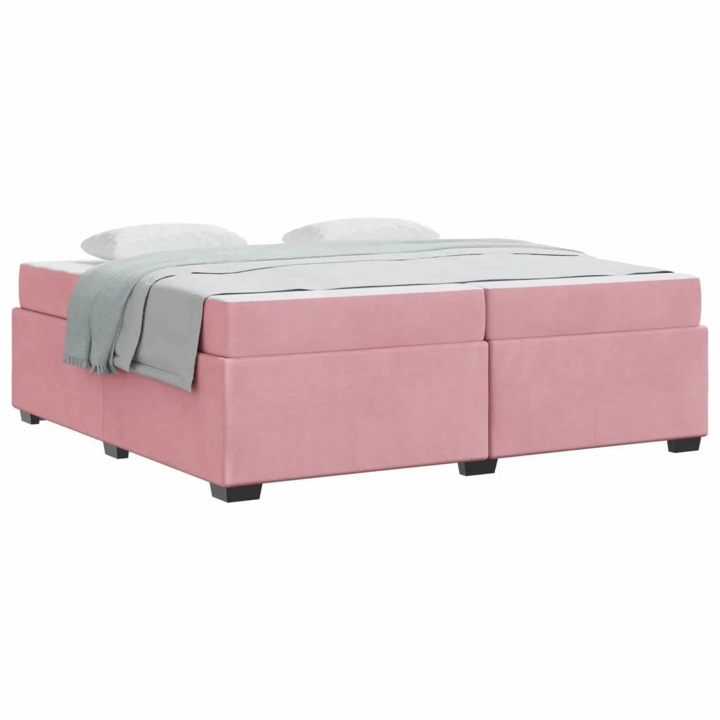 Struttura del letto con materasso Rosa 200 x 200 cm Tessuto 3399313