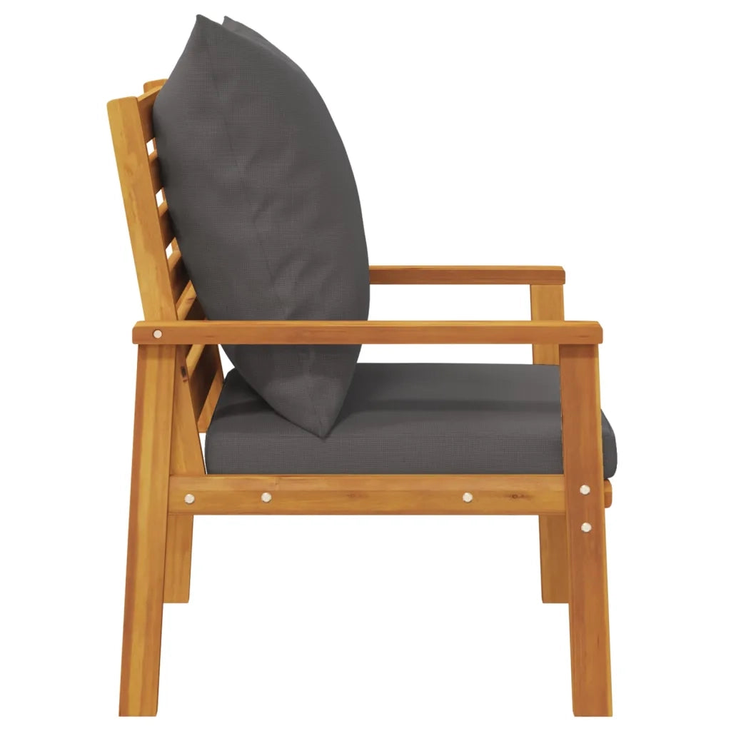 Poltrone da Giardino 2pz con Cuscino in Legno Massello Acacia 164776