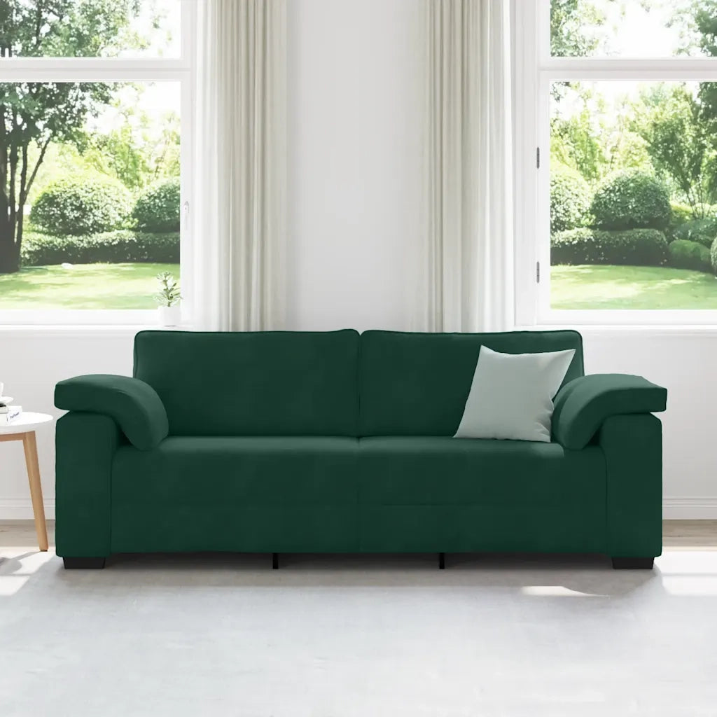 Divano a 3 Posti Verde Scuro 178 cm in Velluto