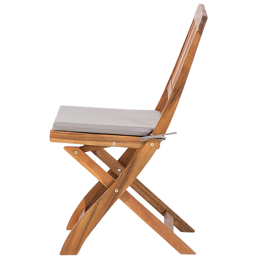 Set da pranzo da giardino Sedie pieghevoli in legno di acacia con cuscini 6 posti 140 x 75 cm