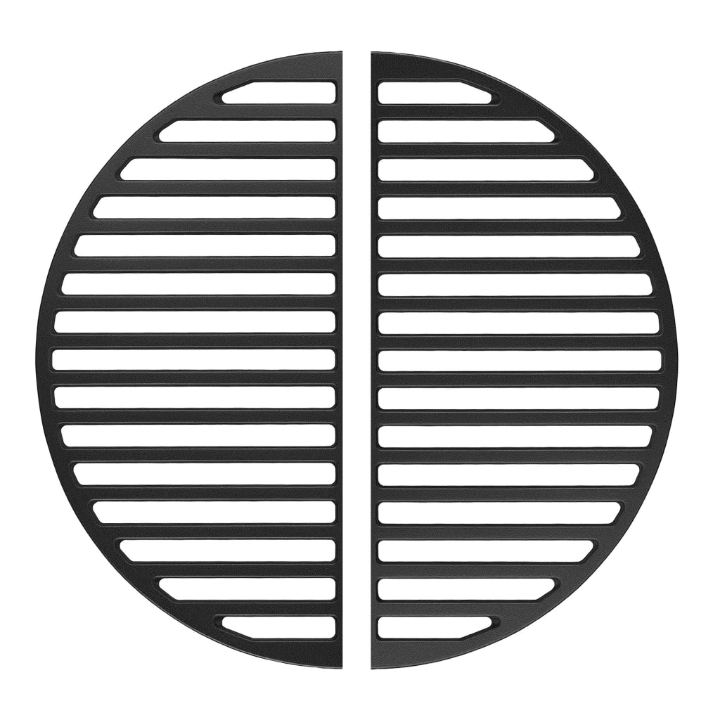 Set 2x Griglia in ghisa, forma a mezza luna, 46,7 x 22,8 x 0,9 cm, per barbecue, bistecchiera, ideale per grigliare carne, pesce, verdure