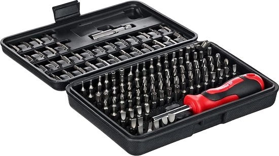 Set di bit 130 pezzi in acciaio chromo-vanadio con scatola in plastica per lavoro di precisione