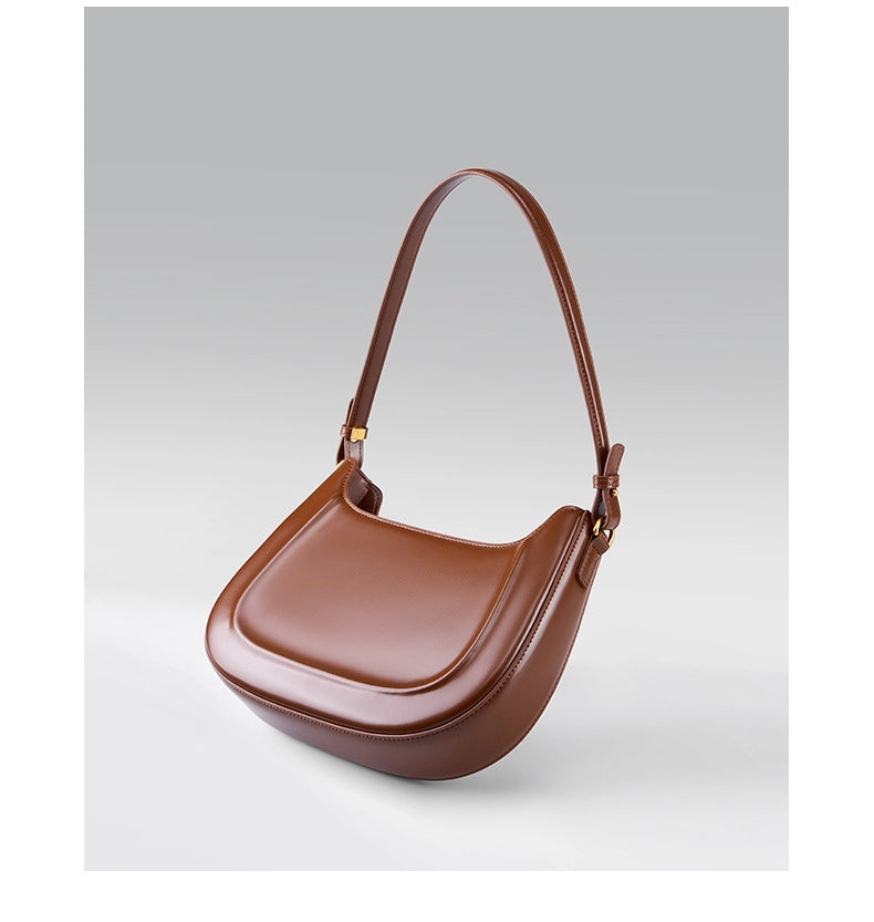 Borsa a mano da donna in vera pelle, borsa a tracolla, borsa a spalla, borsa a secchiello, marrone