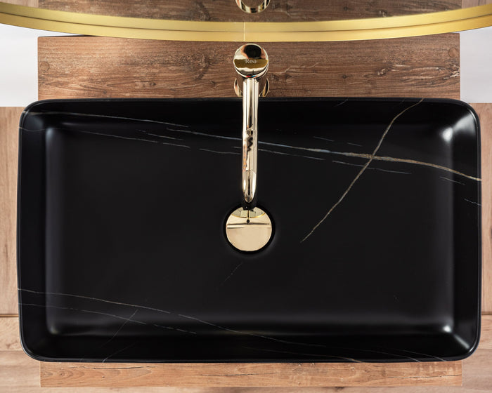 Lavabo Da Appoggio Denis Black Stone Matt