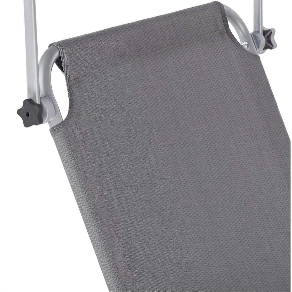 Trade Shop - Lettino In Textilene Con Parasole Grigio Mare Giardino Schienale Regolabile 281013 -