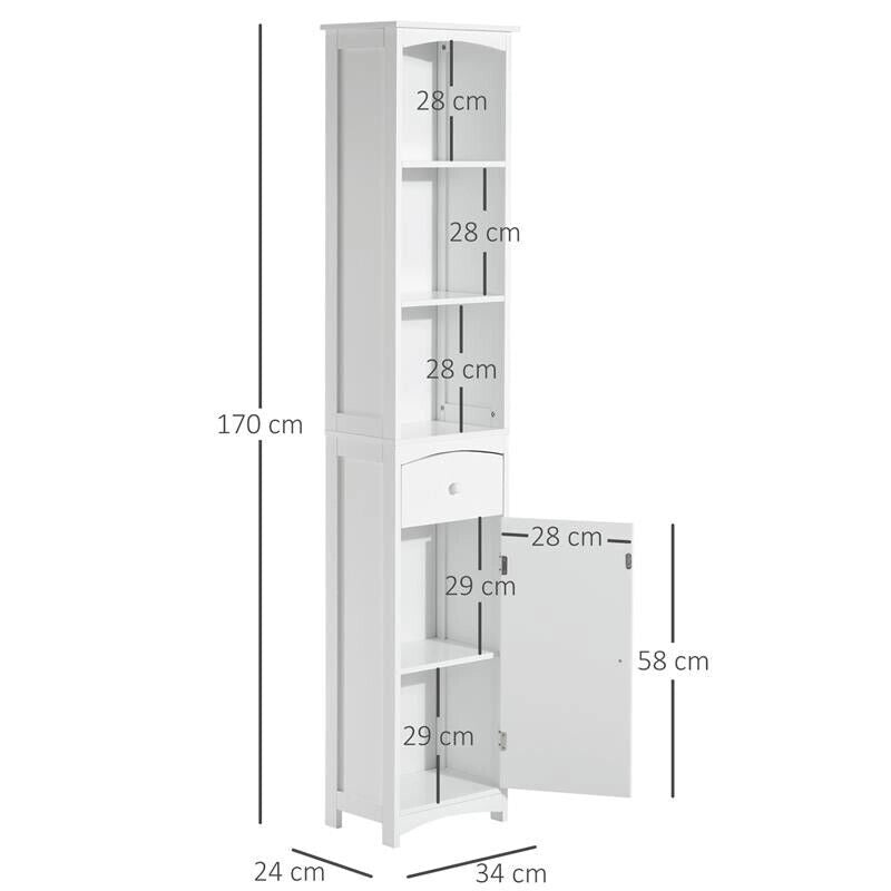 MOBILETTO A COLONNA MDF SALVASPAZIO PER BAGNO 35X24X170 CM BIANCO