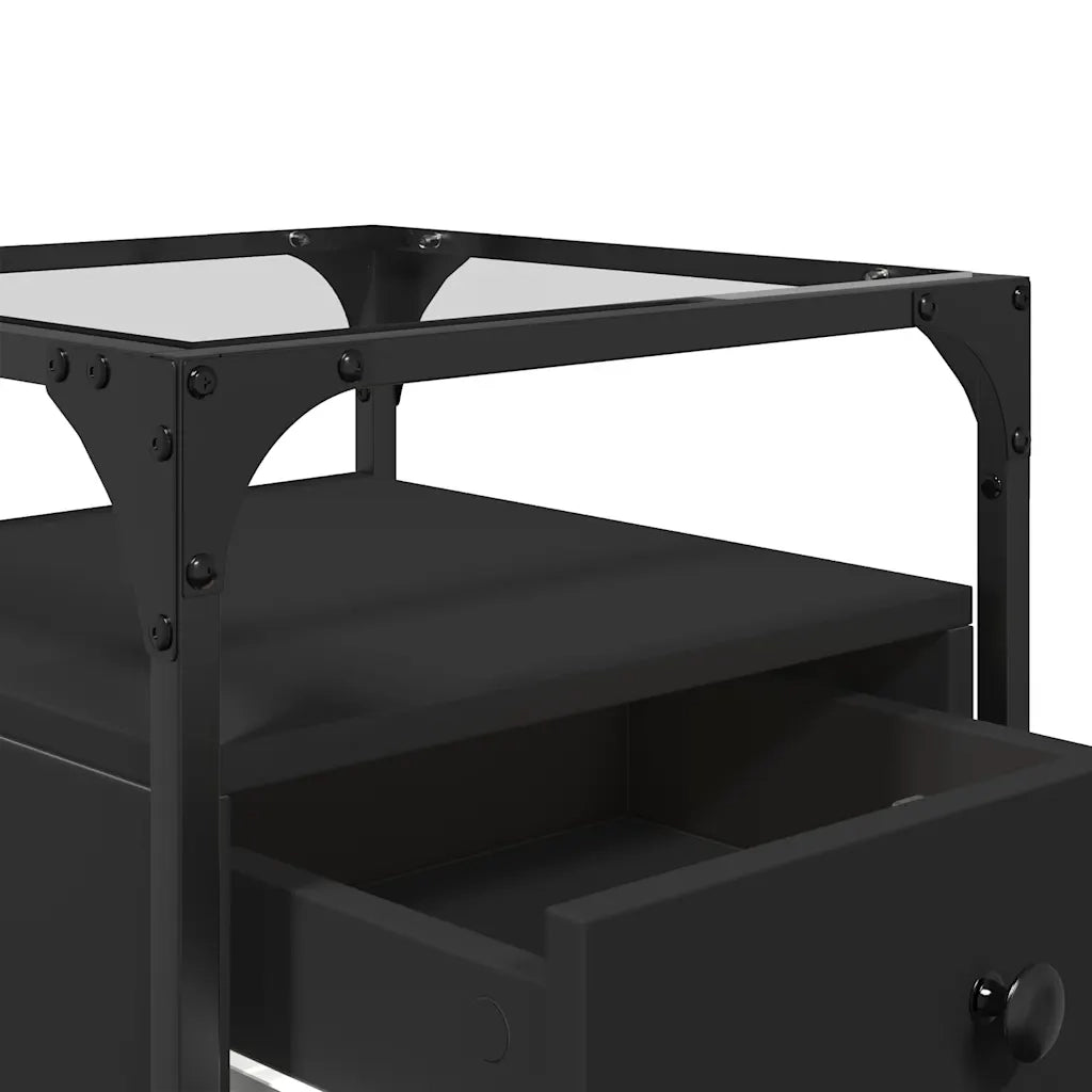 Set di 2 Comodini | Armadio da Notte | Mobiletto da notte Neri 40x40x55 cm in Legno Multistrato