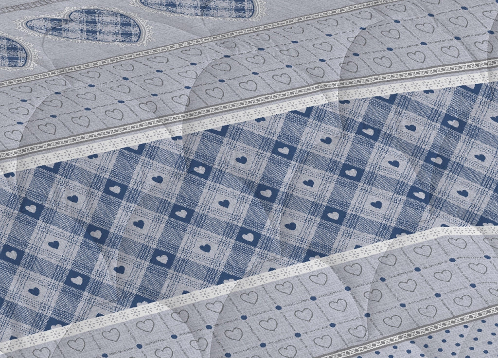 Trapunta Piumone Caldo Invernale Linea Pensieri Delicati Disegno Chalet - Matrimoniale - Blu