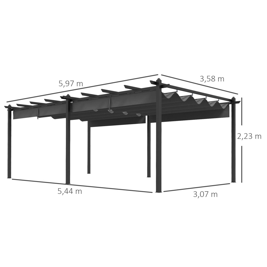 Pergola retrattile per terrazza ¨C zephmum ¨C 3.5x6 m in alluminio e poliestere grigio scuro
