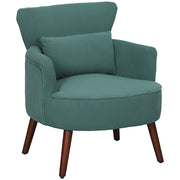 Poltrona imbottita con braccioli e cuscino lombare ¨C Zephmum ¨C Legno, Verde scuro