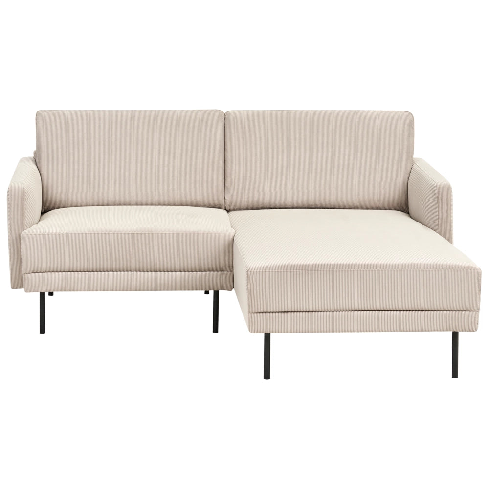 Divano imbottito angolare sinistro 2 posti con gambe in metallo beige Schienale imbottito stile moderno e minimalista