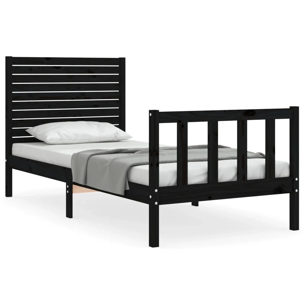 Giroletto con Testiera Nero Small Single in Legno Massello 3193170