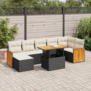 Set Divani da Giardino con Cuscini 8 pz Nero Polyrattan Acacia 3327738