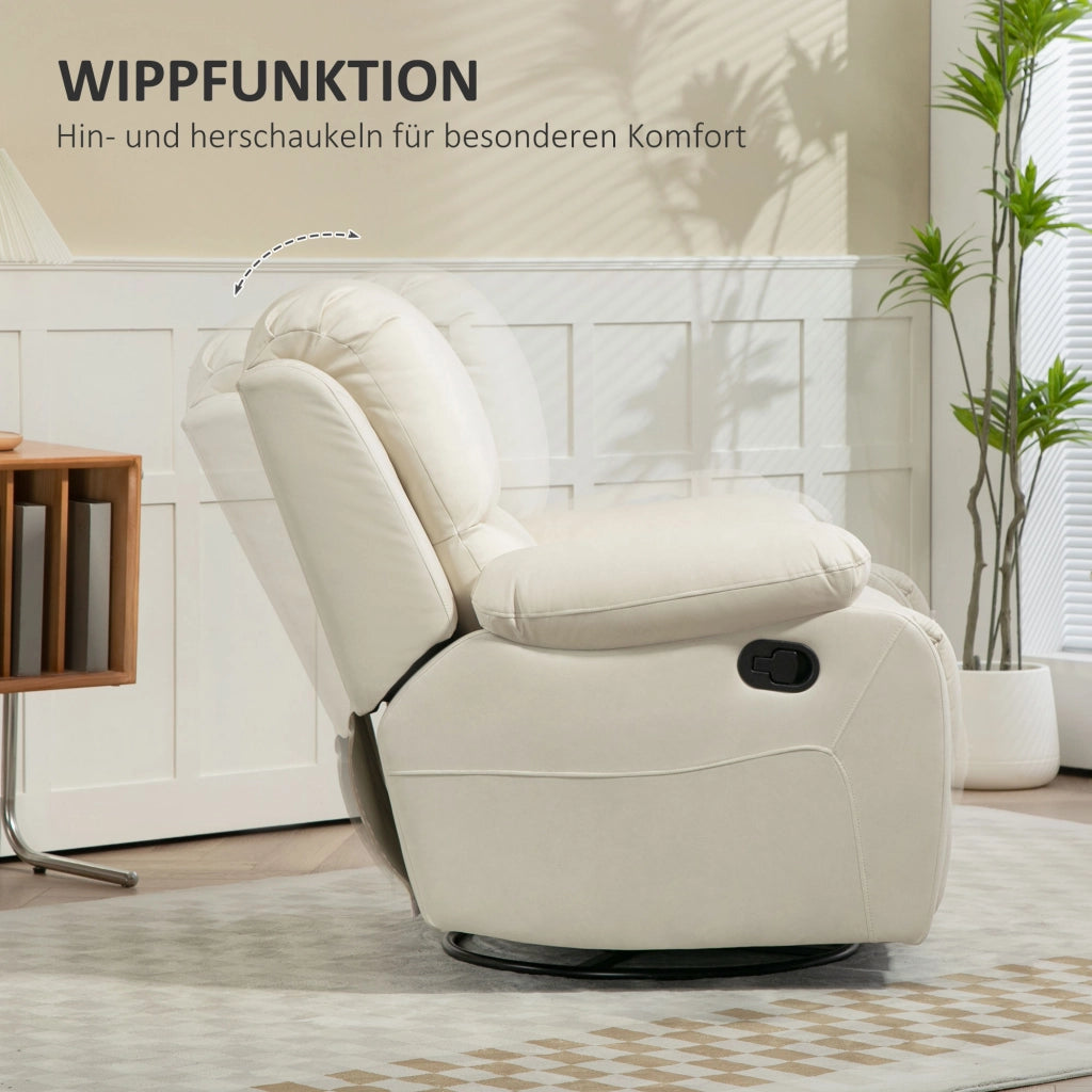 Poltrona relax reclinabile girevole con poggiapiedi ¨C zephmum ¨C 93x100x98cm cremewei?