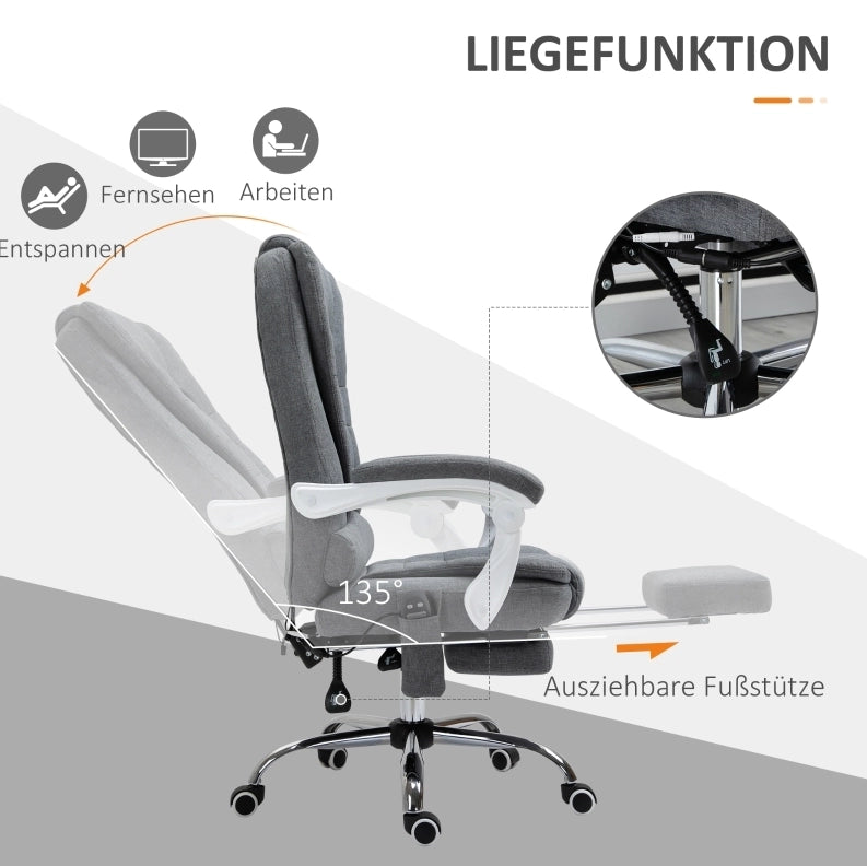 Sedia da ufficio massaggiante riscaldata reclinabile grigia