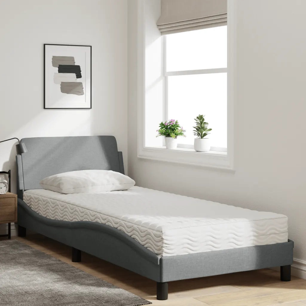 Letto con Materasso Dover Grigio Chiaro 80x200 cm in Tessuto 3208284
