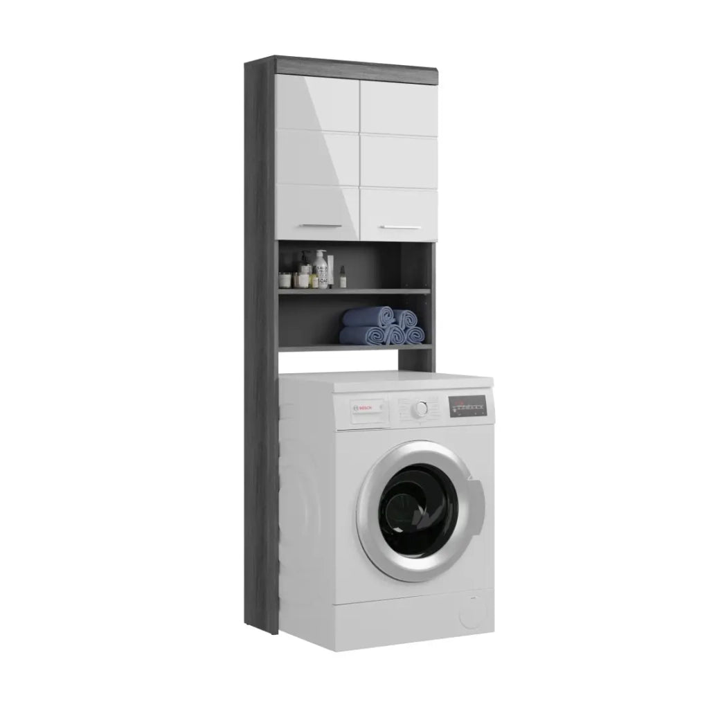 Mobile da bagno SCOTT – Lavatrice – Grigio scuro e bianco – 63x191x24 cm