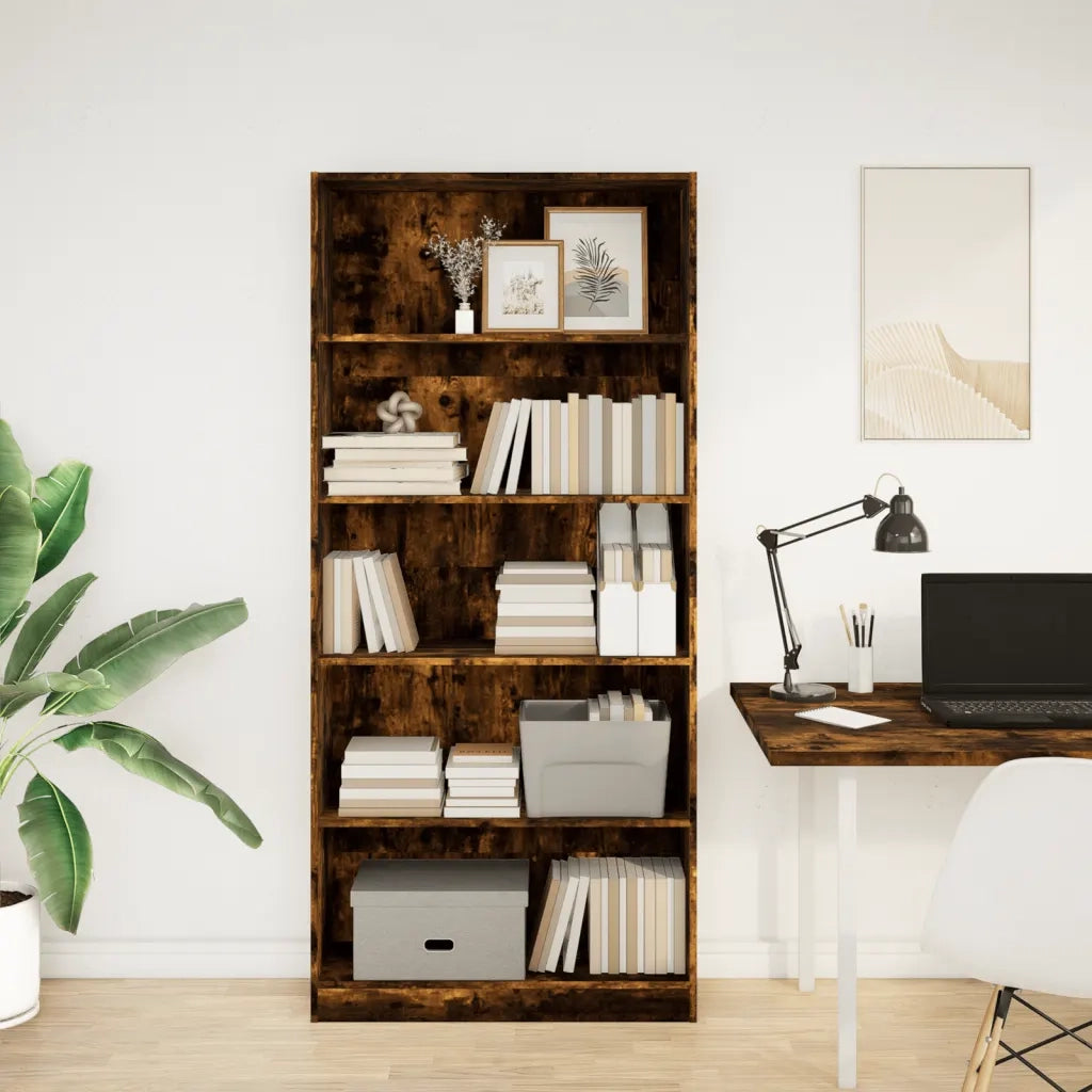 Libreria Rovere Fumo 80x24x176 cm in Legno Multistrato 857857