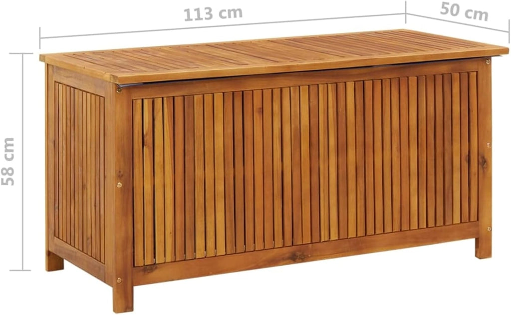 Baule da Esterno Contenitore Esterno Acacia Cassapanca in Legno da Esterno Massello di Acacia-113 x 50 x 58 cm