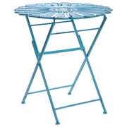 Tavolo da bistrot da esterno in metallo blu verniciato a polvere effetto invecchiato