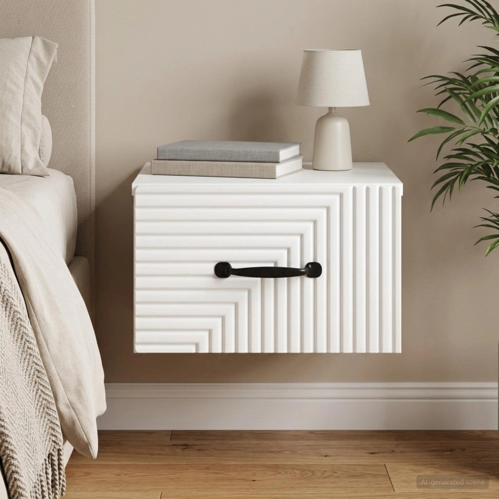 Mobiletto da notte a muro con cassetto Bianco 34,5 x 33 x 20 cm 898595