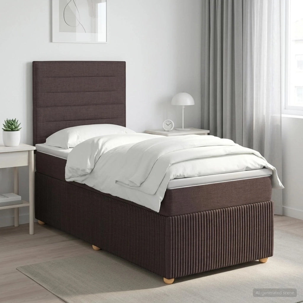 Letto box spring con materasso Marrone Scuro 90 x 190 cm 3454280