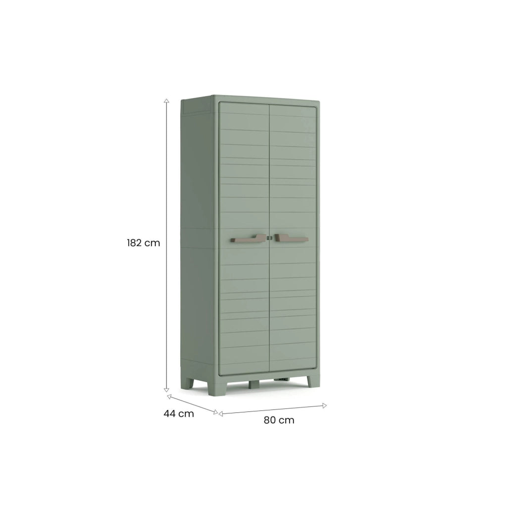 Armadio da esterno Quesnel, Mobile outdoor, Mobiletto giardino multiuso, Made in Italy, 80x44 h182 cm, Grigio e Verde