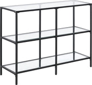 Consolle in Stile Industriale - Tavolo Supplementare - Acciaio e Vetro - 100x30x73 cm - Nero - Design Elegante