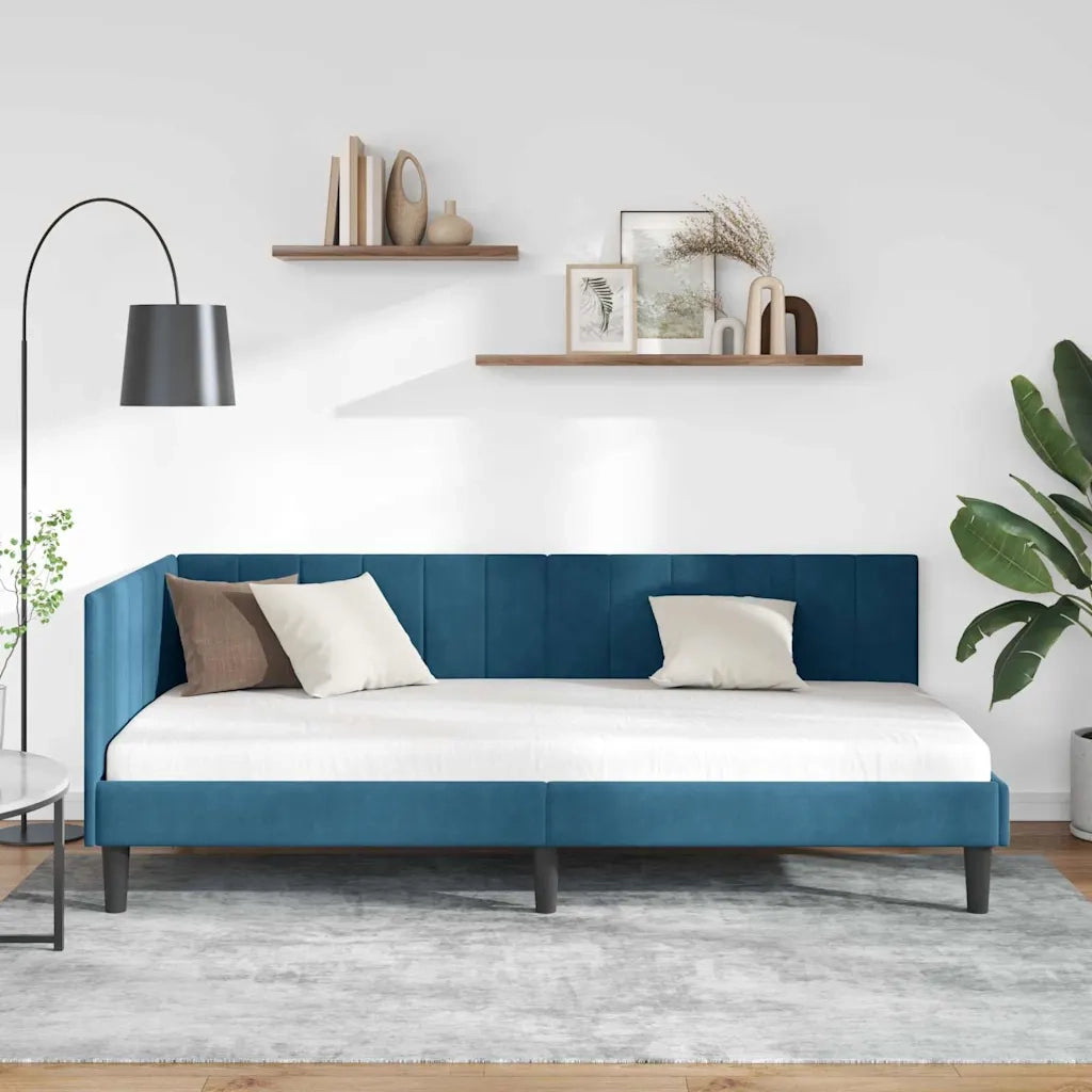 vidaXL Cornice del letto ad angolo Blu 100 x 200 cm Velluto