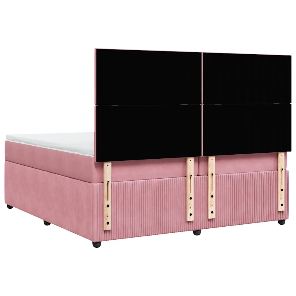 Giroletto a Molle con Materasso Rosa 200x200 cm in Velluto